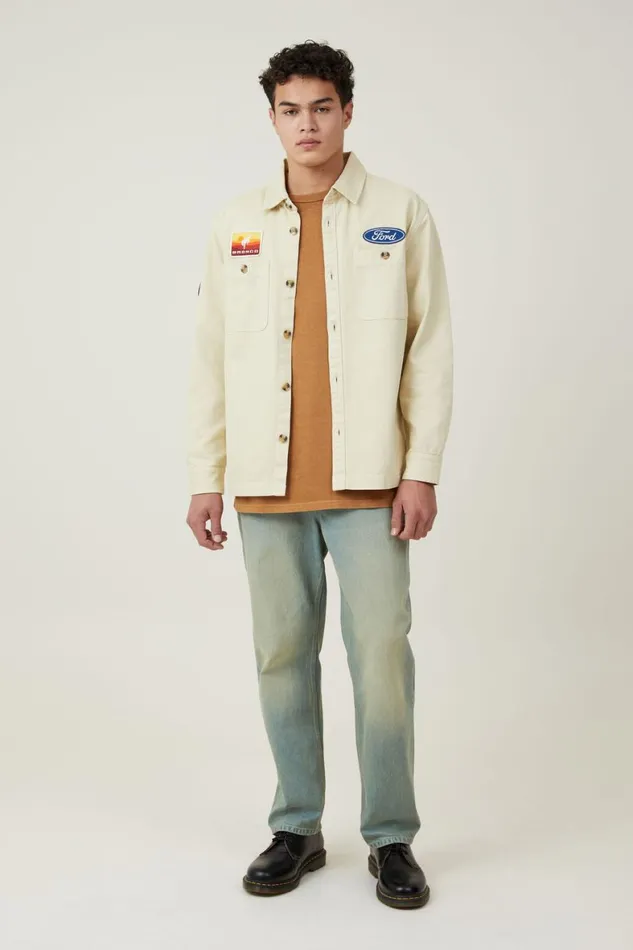 Men Jackets Cotton On Ford Overshirt Lcn For Bone