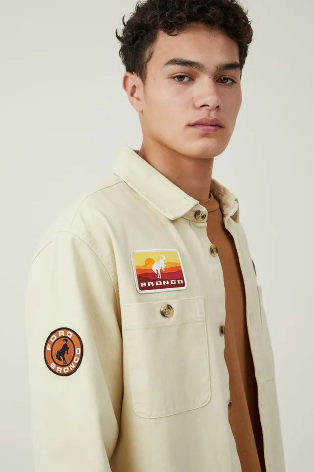 Men Jackets Cotton On Ford Overshirt Lcn For Bone