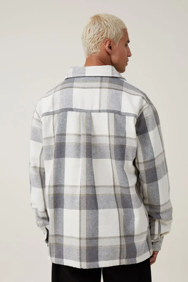 Men Jackets Cotton On Heavy Overshirt Off White Check