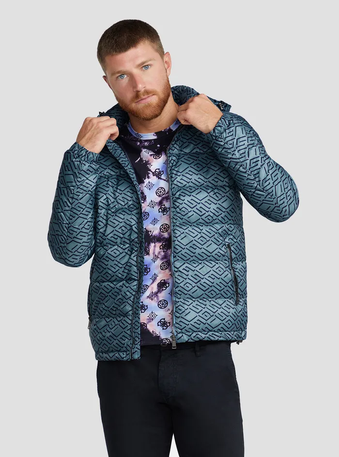 Men Jackets GUESS Eco Blue Logo Super Light Puffer Jacket
