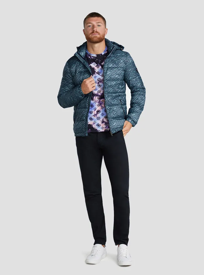 Men Jackets GUESS Eco Blue Logo Super Light Puffer Jacket