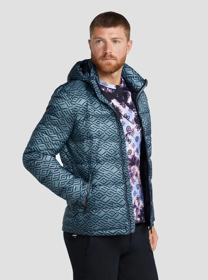 Men Jackets GUESS Eco Blue Logo Super Light Puffer Jacket