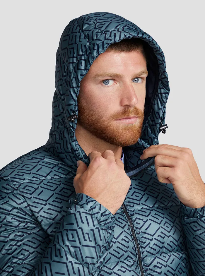 Men Jackets GUESS Eco Blue Logo Super Light Puffer Jacket