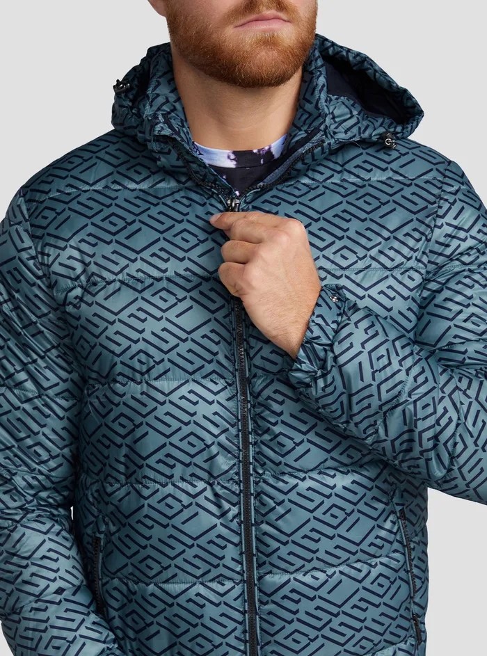 Men Jackets GUESS Eco Blue Logo Super Light Puffer Jacket