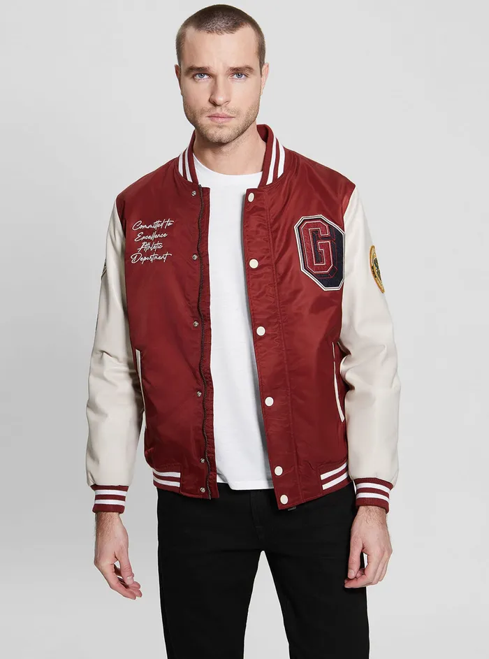 Men Jackets GUESS Vino Varsity Logo Bomber Jacket
