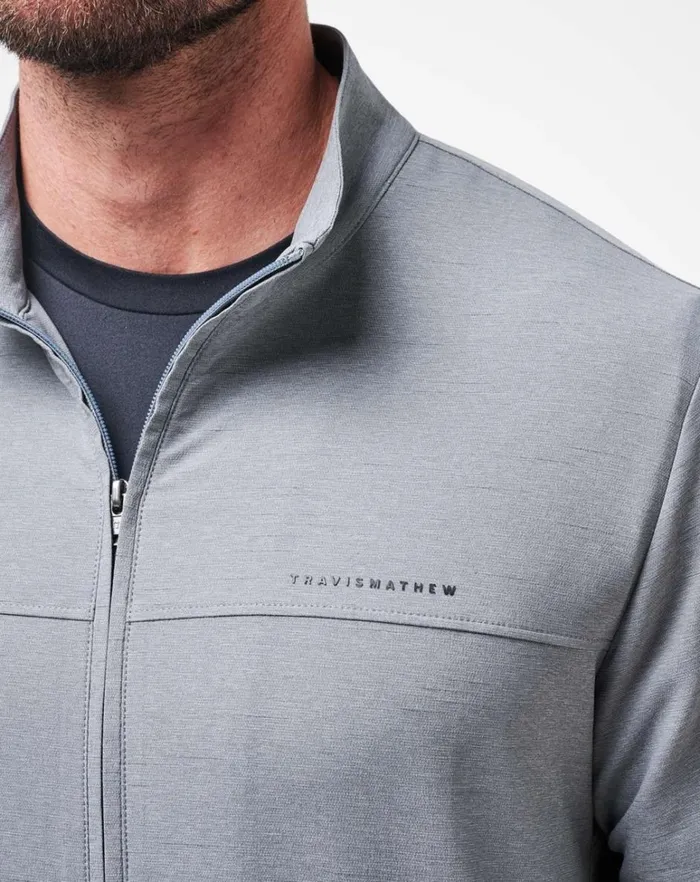 Men Jackets TravisMathew VALLEY VIEW FULL ZIP Heather Grey Men Jackets TravisMathew VALLEY VIEW FULL ZIP Heather Grey