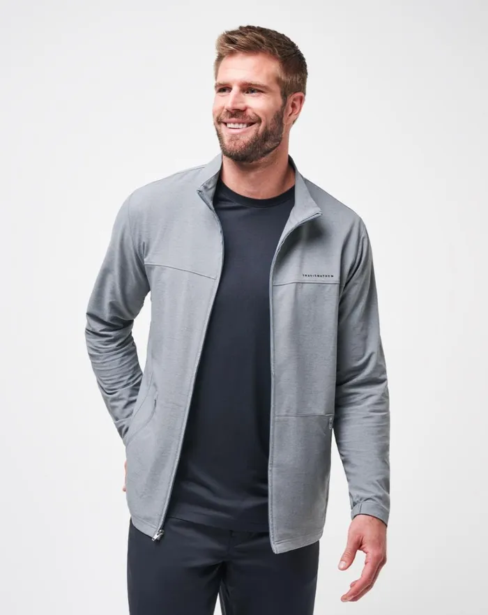 Men Jackets TravisMathew VALLEY VIEW FULL ZIP Heather Grey Men Jackets TravisMathew VALLEY VIEW FULL ZIP Heather Grey