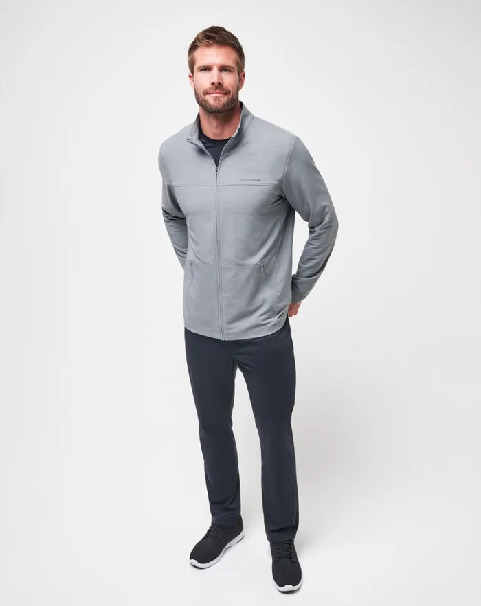 Men Jackets TravisMathew VALLEY VIEW FULL ZIP Heather Grey Men Jackets TravisMathew VALLEY VIEW FULL ZIP Heather Grey