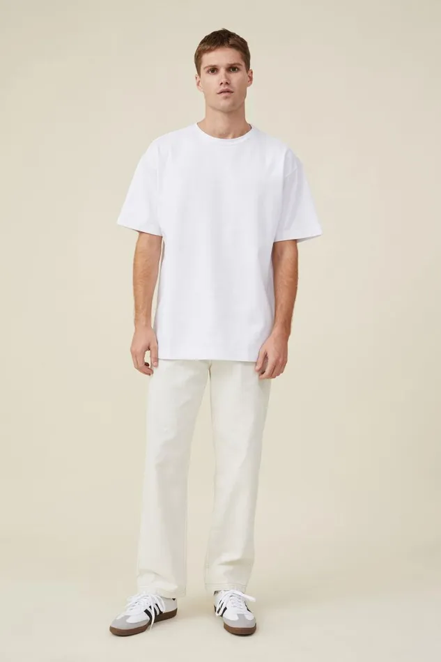 Men Jeans Cotton On Loose Fit Pant Washed Ecru Carpenter
