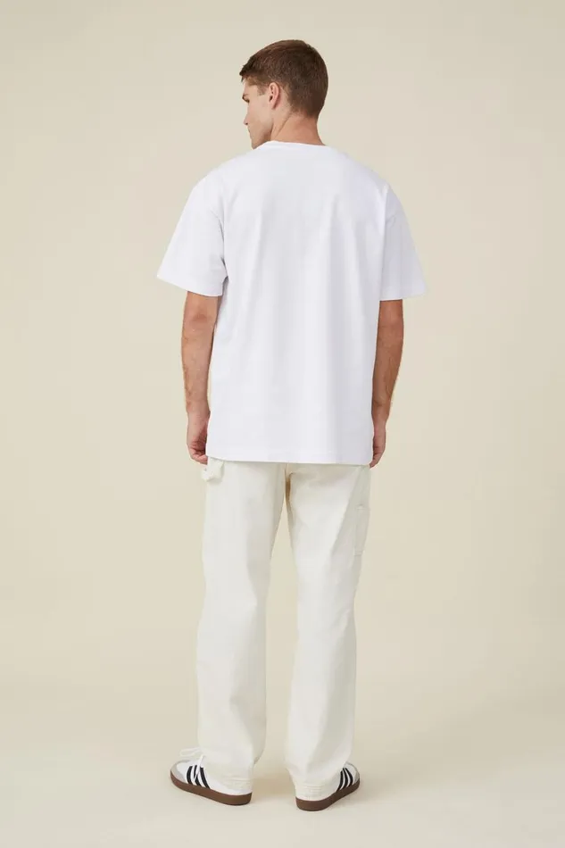 Men Jeans Cotton On Loose Fit Pant Washed Ecru Carpenter