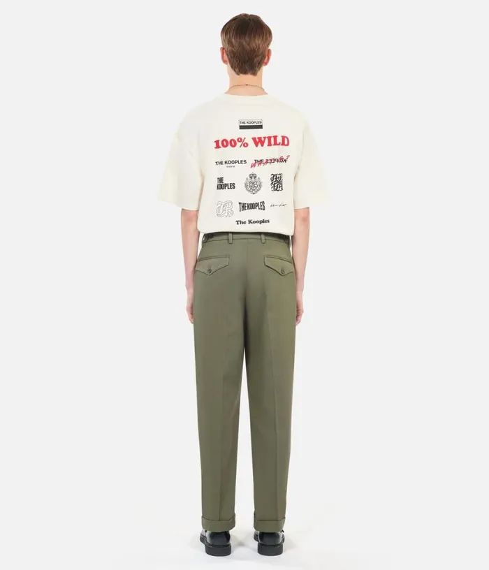 Men Khaki Cotton Trousers THE KOOPLES Pants and Shorts