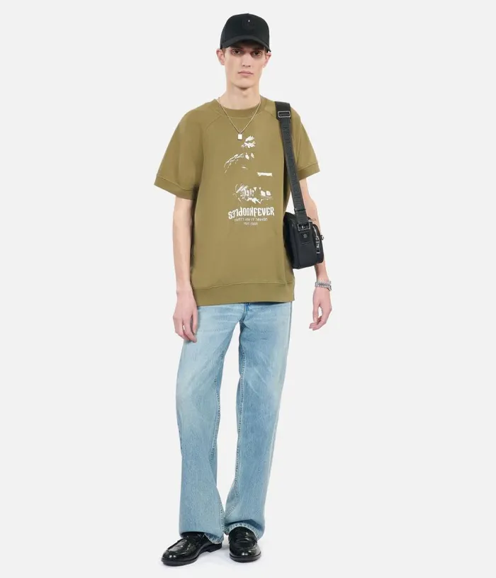 Men Khaki Shortsleeved Sweatshirt Fever Serigraphy THE KOOPLES Sweatshirts and Sweatpants