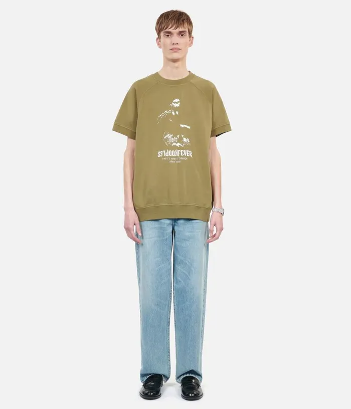 Men Khaki Shortsleeved Sweatshirt Fever Serigraphy THE KOOPLES Sweatshirts and Sweatpants Men Khaki Shortsleeved Sweatshirt Fever Serigraphy THE KOOPLES Sweatshirts and Sweatpants