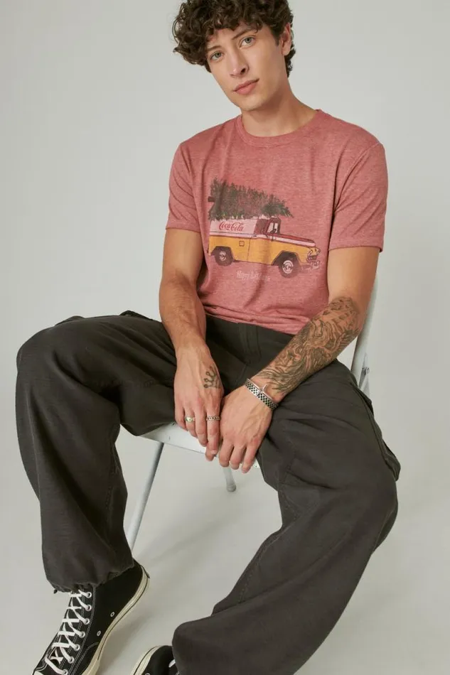 Men Lucky Brand Graphic Tees Coca Cola Truck Tee Ruby Wine