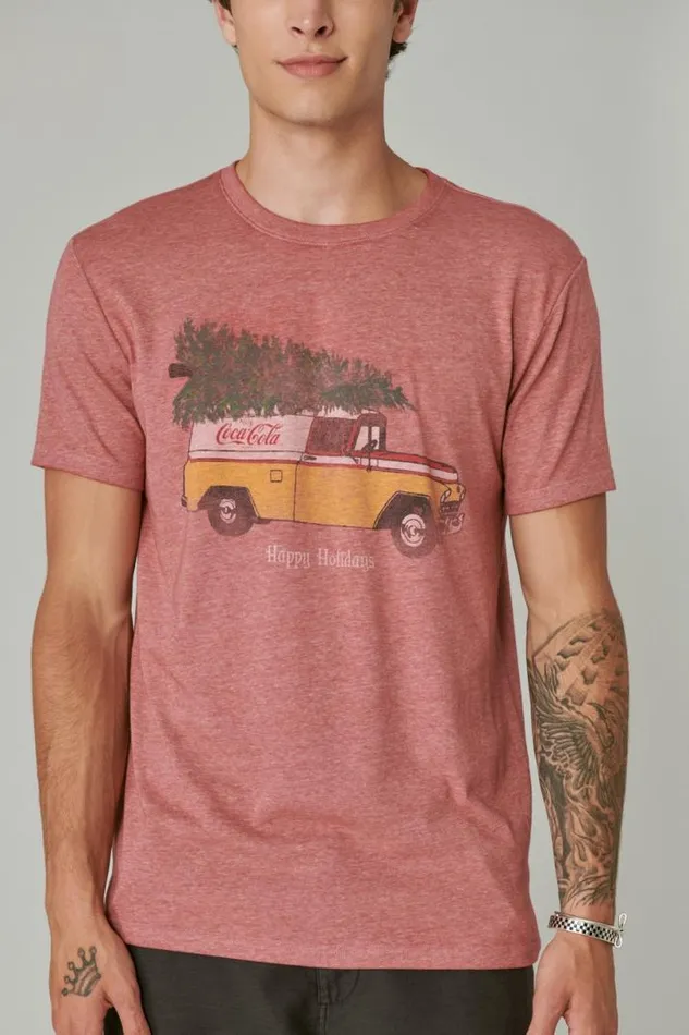 Men Lucky Brand Graphic Tees Coca Cola Truck Tee Ruby Wine