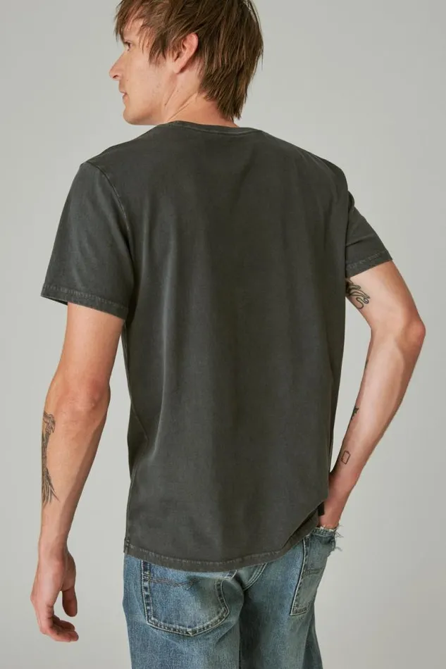 Men Lucky Brand Graphic Tees Pink Floyd Rainbow Jet Black
