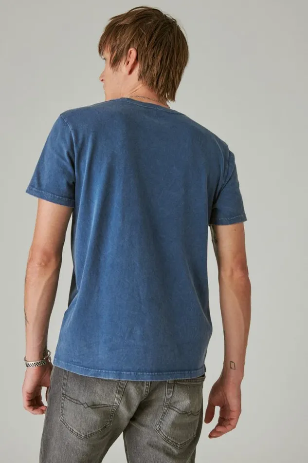 Men Lucky Brand Graphic Tees Rolling Stones Metal Dark Denim