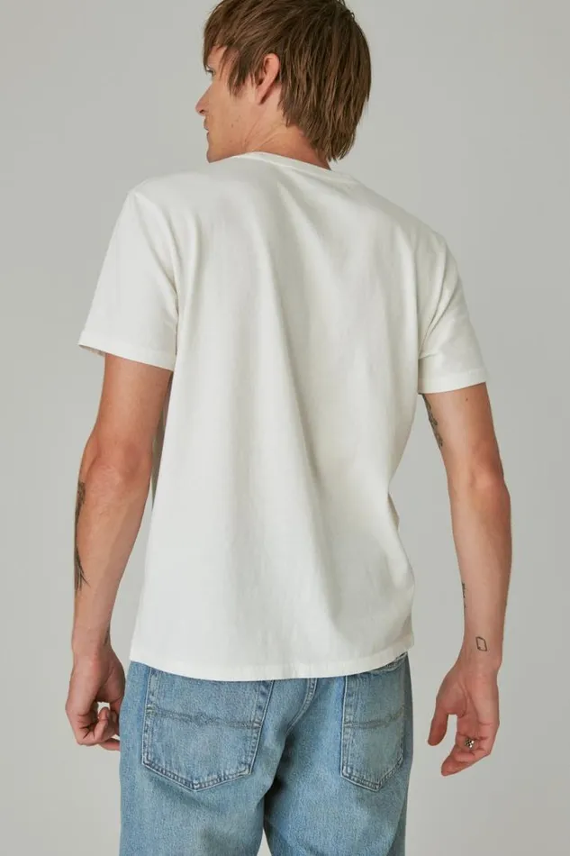 Men Lucky Brand Graphic Tees Rolling Stones Patch Marshmallow