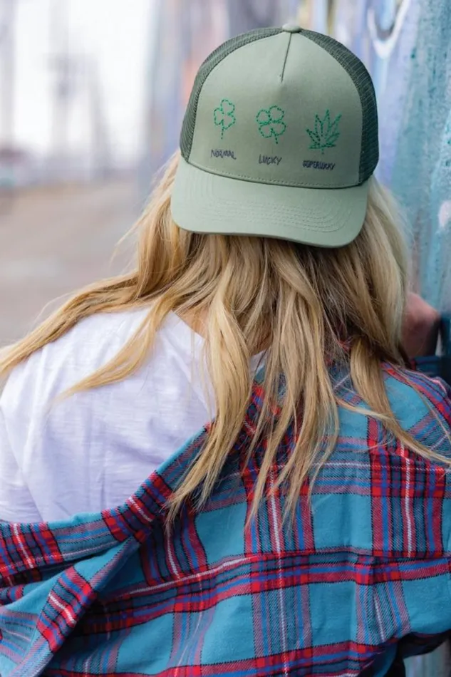 Men Lucky Brand Hats Super Lucky Trucker Hat Bright Green