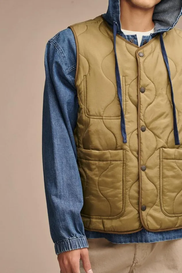 Men Lucky Brand Jackets and Outerwear Quilted Liner Vest Olive Drab