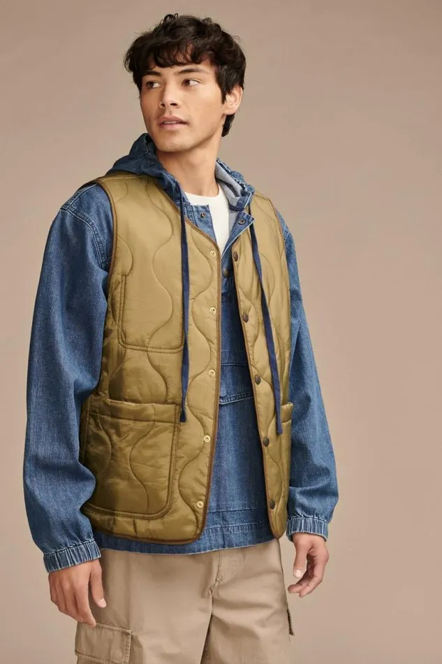 Men Lucky Brand Jackets and Outerwear Quilted Liner Vest Olive Drab