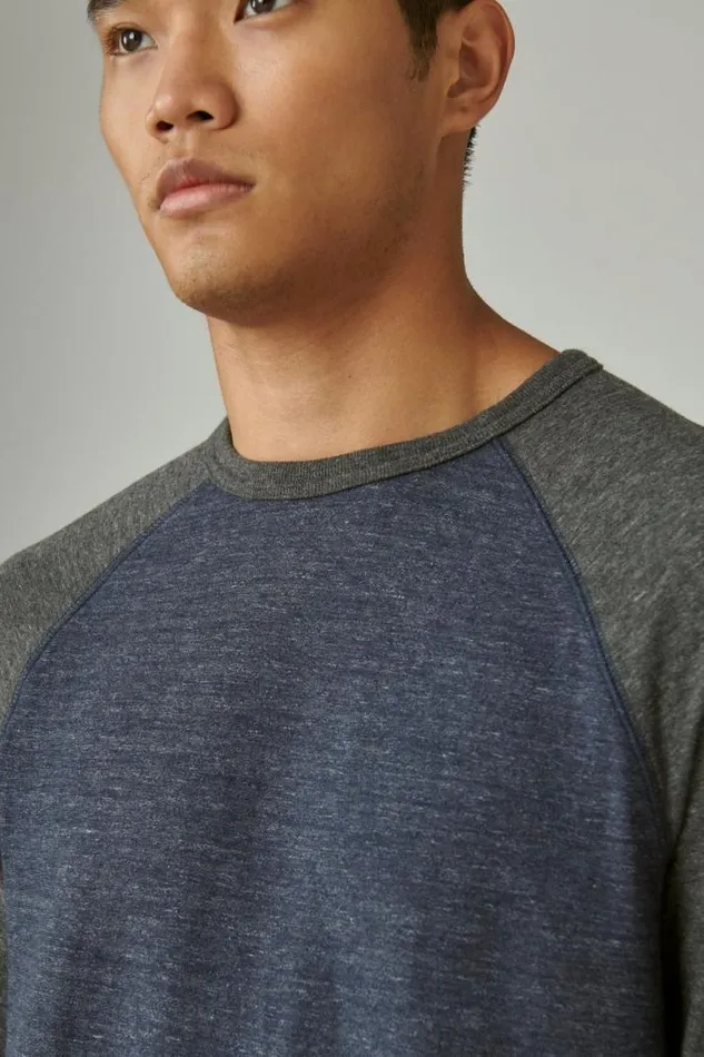 Men Lucky Brand Shirts and Tops Duo Fold Long Sleeve Baseball Blue Multi