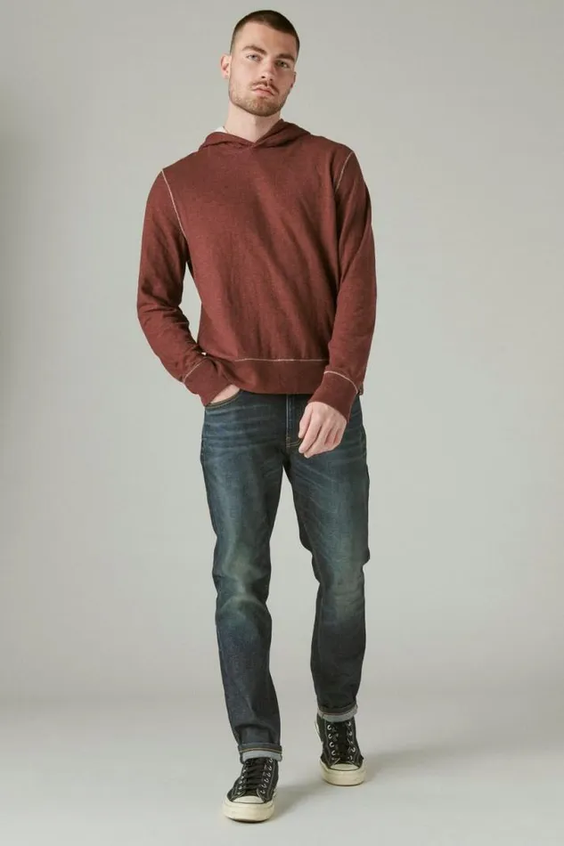 Men Lucky Brand Shirts and Tops Duofold Hoodie 550 Burgandy
