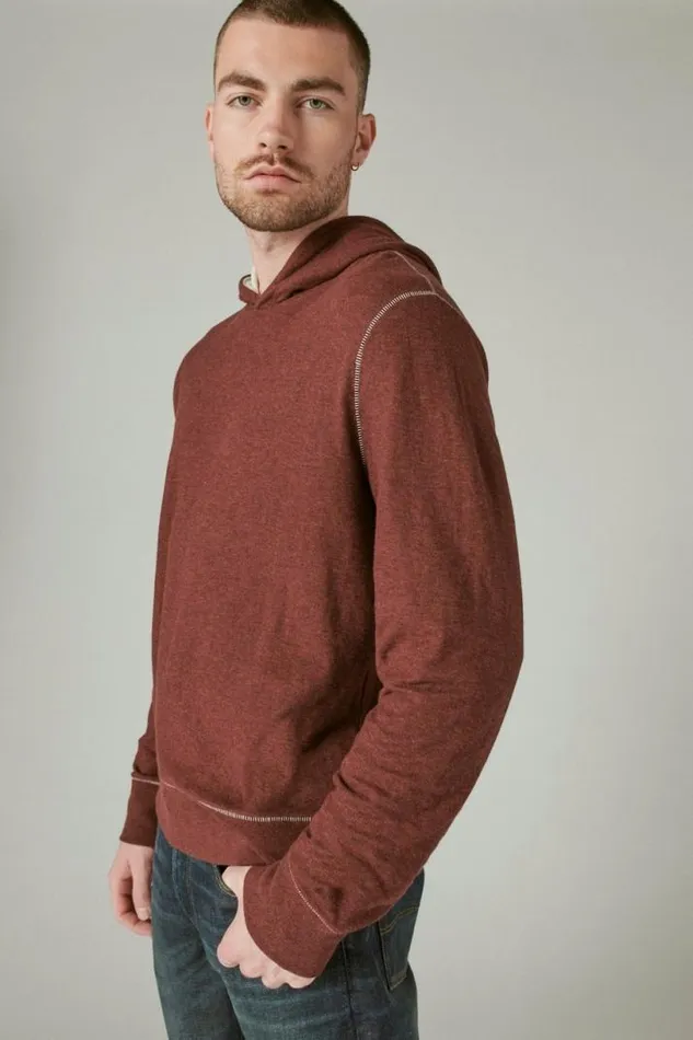 Men Lucky Brand Shirts and Tops Duofold Hoodie 550 Burgandy