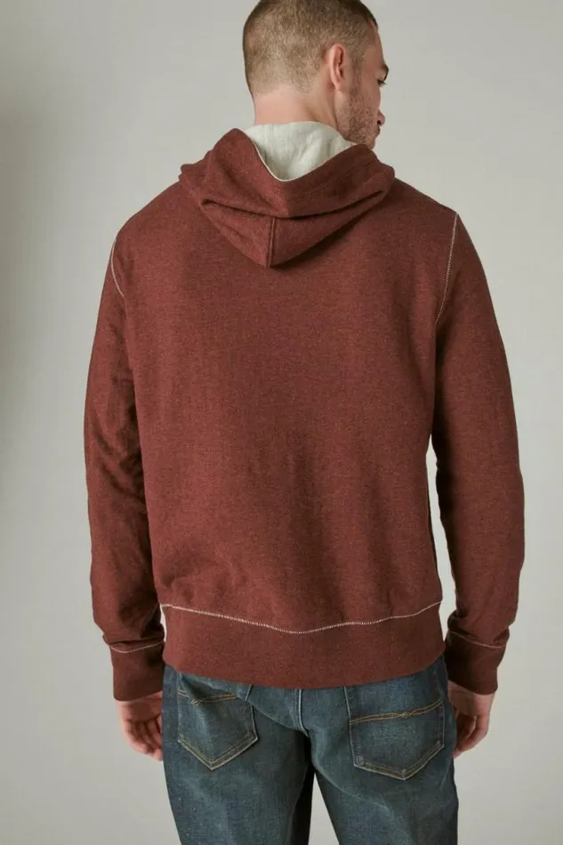 Men Lucky Brand Shirts and Tops Duofold Hoodie 550 Burgandy