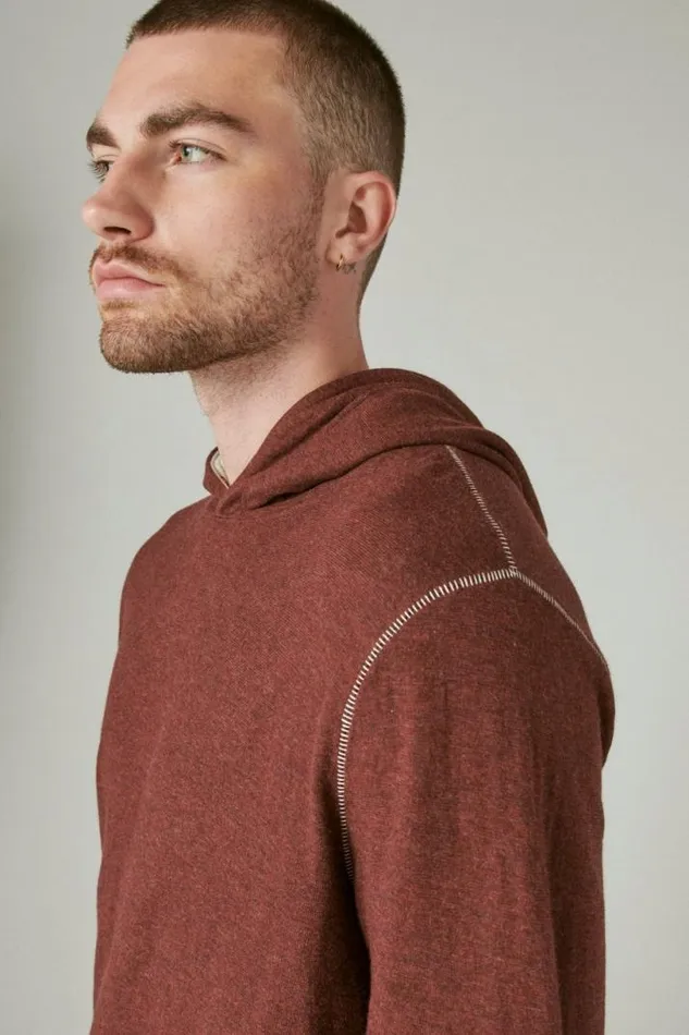 Men Lucky Brand Shirts and Tops Duofold Hoodie 550 Burgandy