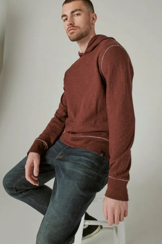Men Lucky Brand Shirts and Tops Duofold Hoodie 550 Burgandy