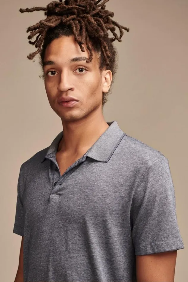 Men Lucky Brand Shirts and Tops Venice Burnout Flat Knit Polo American Navy