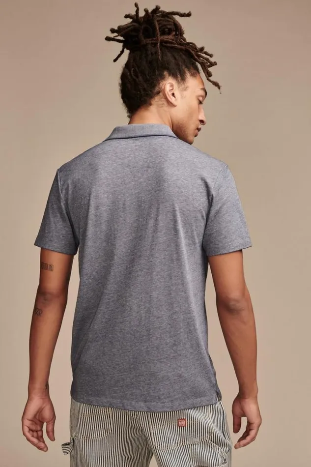 Men Lucky Brand Shirts and Tops Venice Burnout Flat Knit Polo American Navy