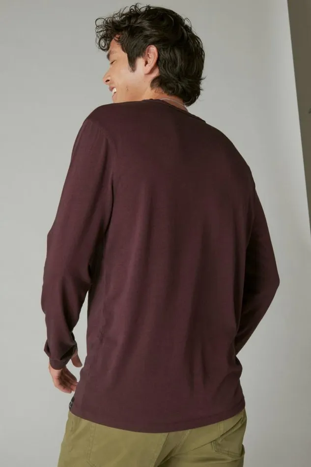 Men Lucky Brand Shirts and Tops Venice Burnout Long Sleeve Notch Neck Wine Tasting