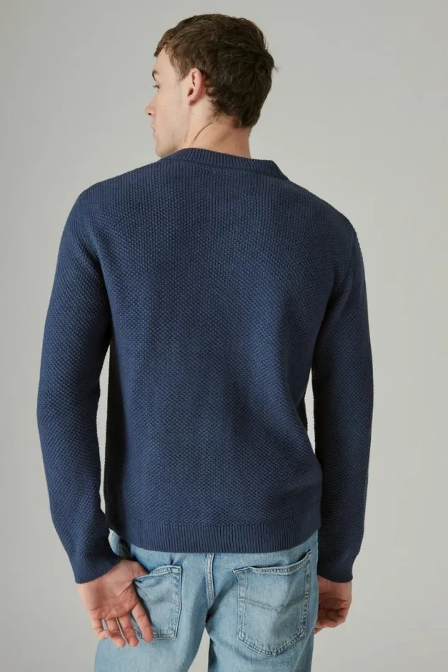Men Lucky Brand Sweaters Cloud Soft Henley Sweater Dark Denim