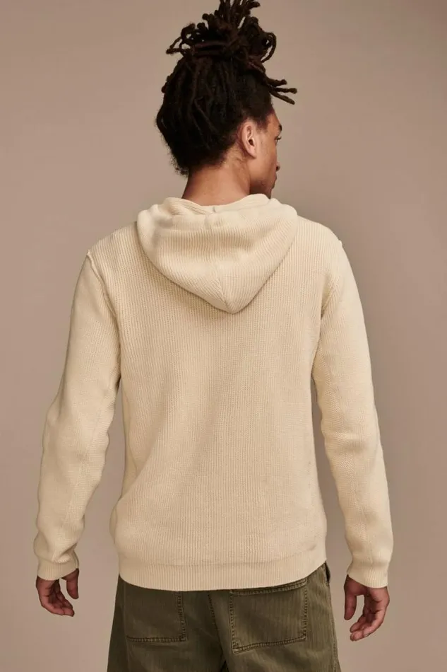 Men Lucky Brand Sweaters Hoodley Sweater White Cap Gray