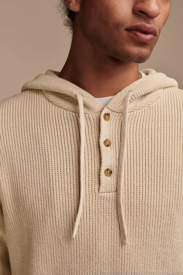 Men Lucky Brand Sweaters Hoodley Sweater White Cap Gray