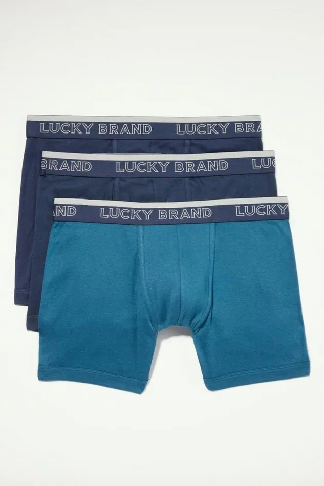 Men Lucky Brand Underwear and Sleepwear 3 Pack Cotton Modal Boxer Brief Multi