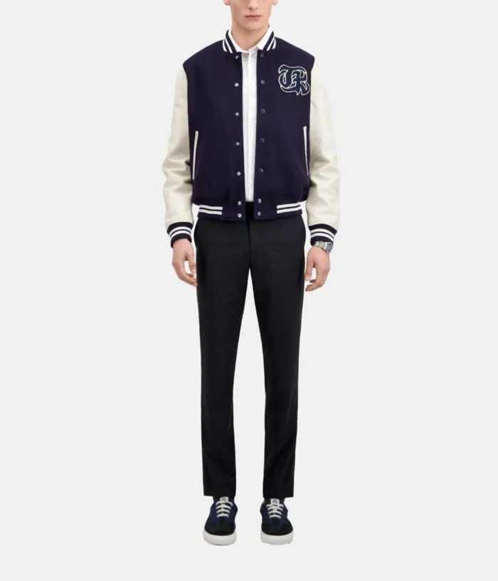 Men Navy Blue Teddy Jacket With Patch THE KOOPLES Coats and Jackets