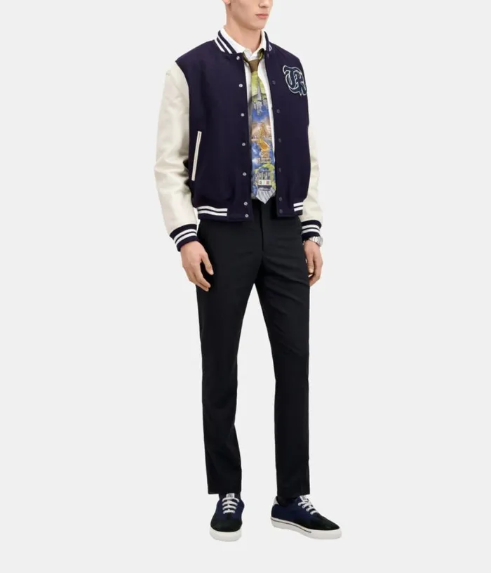 Men Navy Blue Teddy Jacket With Patch THE KOOPLES Coats and Jackets