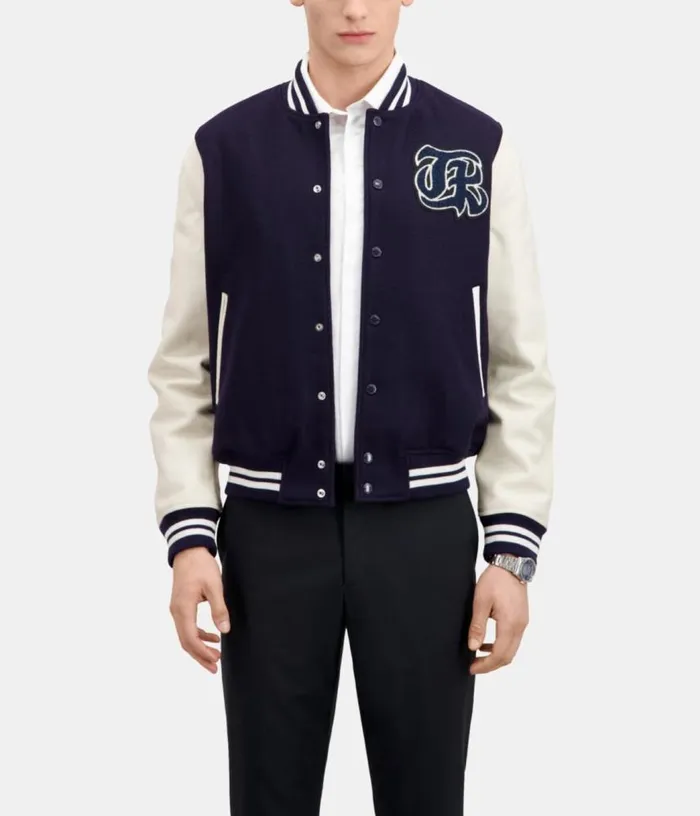 Men Navy Blue Teddy Jacket With Patch THE KOOPLES Coats and Jackets