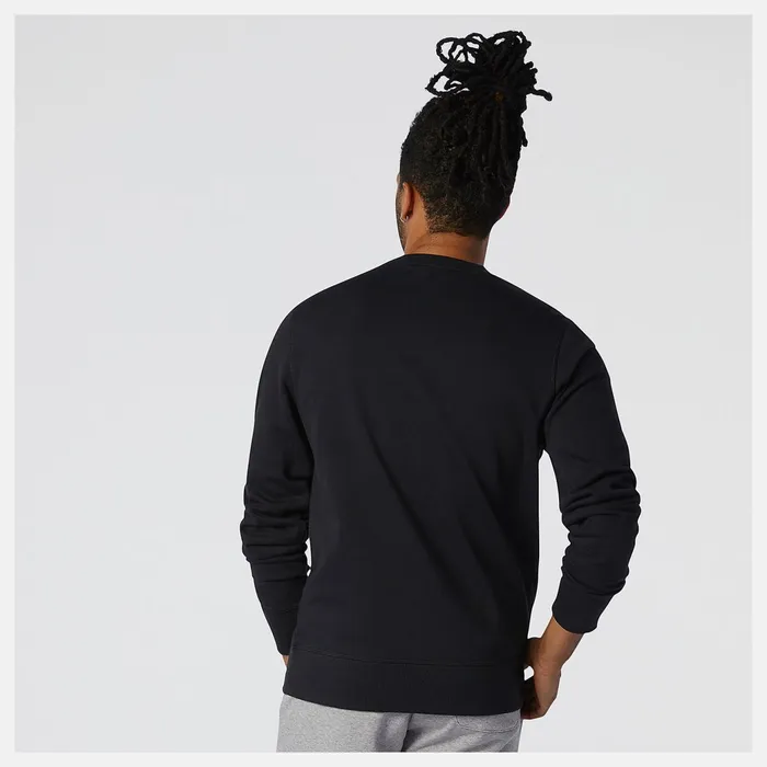 Men NB Essentials Stacked Logo Crew Black New Balance Hoodies and Sweatshirts