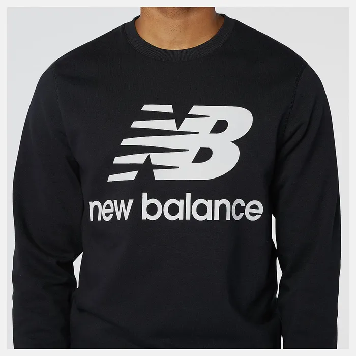 Men NB Essentials Stacked Logo Crew Black New Balance Hoodies and Sweatshirts