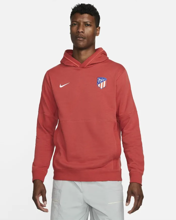 Men Nike Hoodies And Sweatshirts Atltico Madrid Travel Red Claywhite
