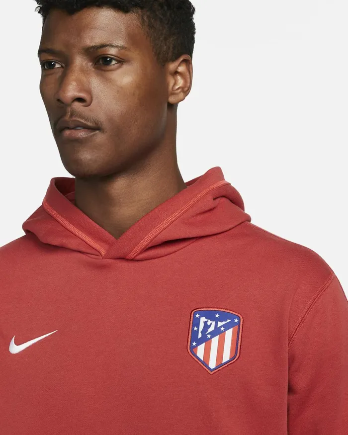 Men Nike Hoodies And Sweatshirts Atltico Madrid Travel Red Claywhite