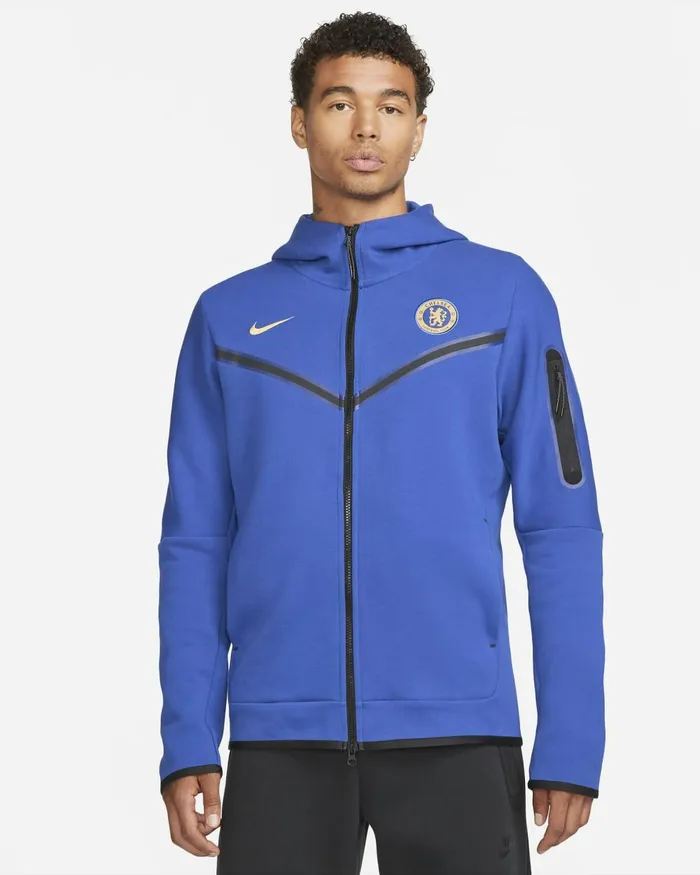 Men Nike Hoodies And Sweatshirts Chelsea FC Tech Fleece Windrunner Rush Blueclub Gold