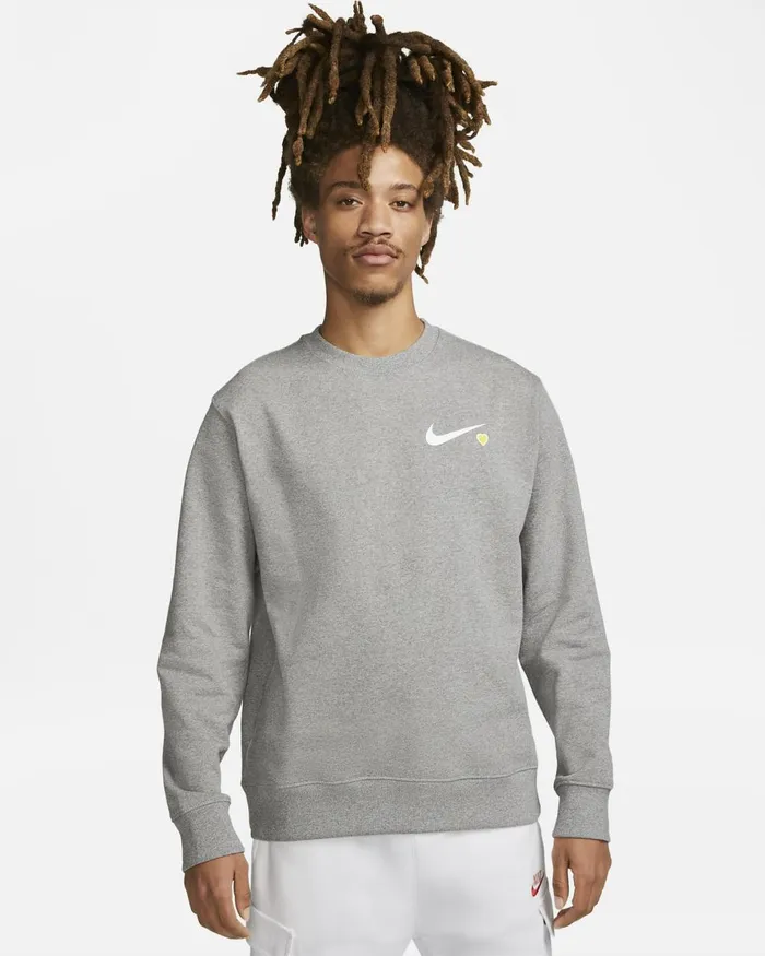 Men Nike Hoodies And Sweatshirts Sportswear Club Fleece Dark Grey Heather