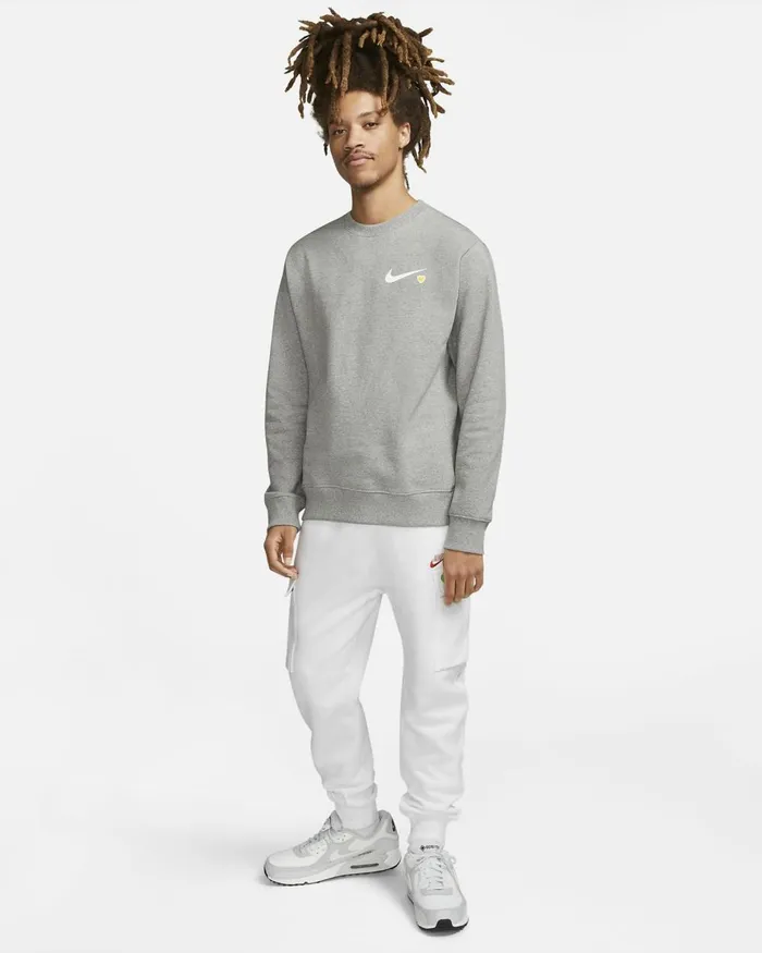 Men Nike Hoodies And Sweatshirts Sportswear Club Fleece Dark Grey Heather