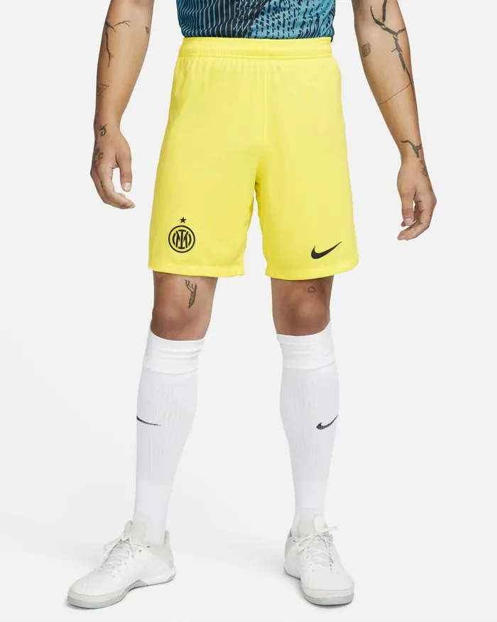 Men Nike Shorts Inter Milan 202223 Stadium Third Vibrant Yellowvibrant Yellowblack