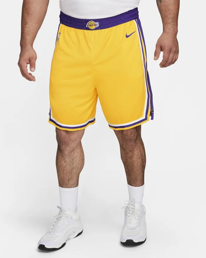 Men Nike Shorts Los Angeles Lakers Icon Edition Amarillofield Purplewhitefield Purple